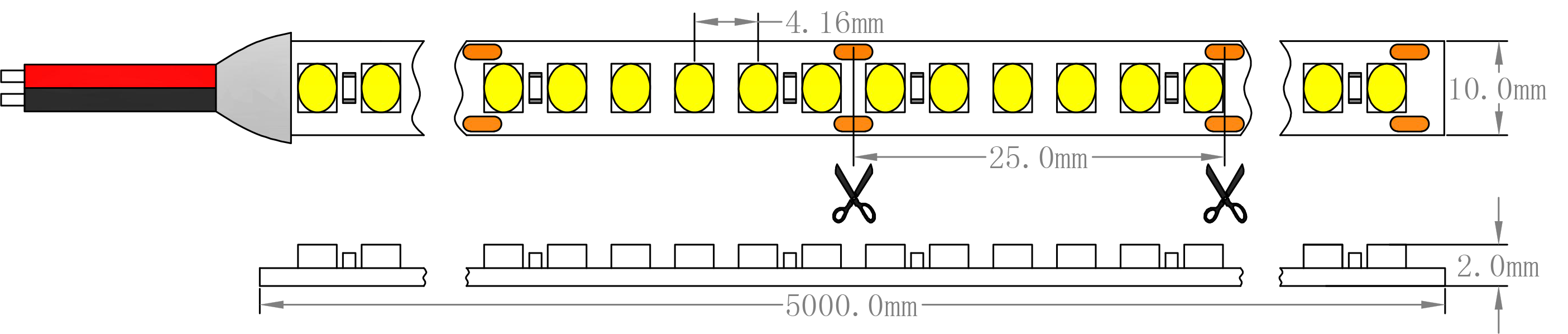 SMD1210 240LEs 24V Dimensi&oacute;n