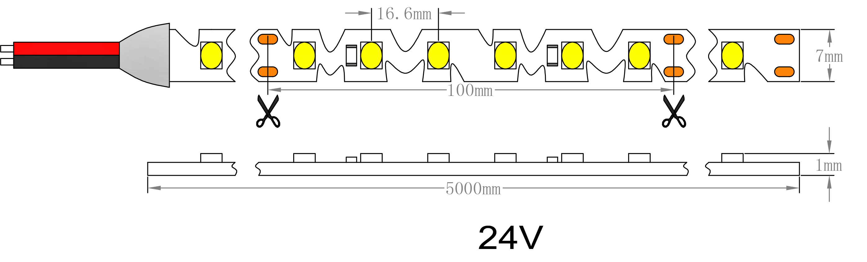 Tira de luz LED en zig-zag